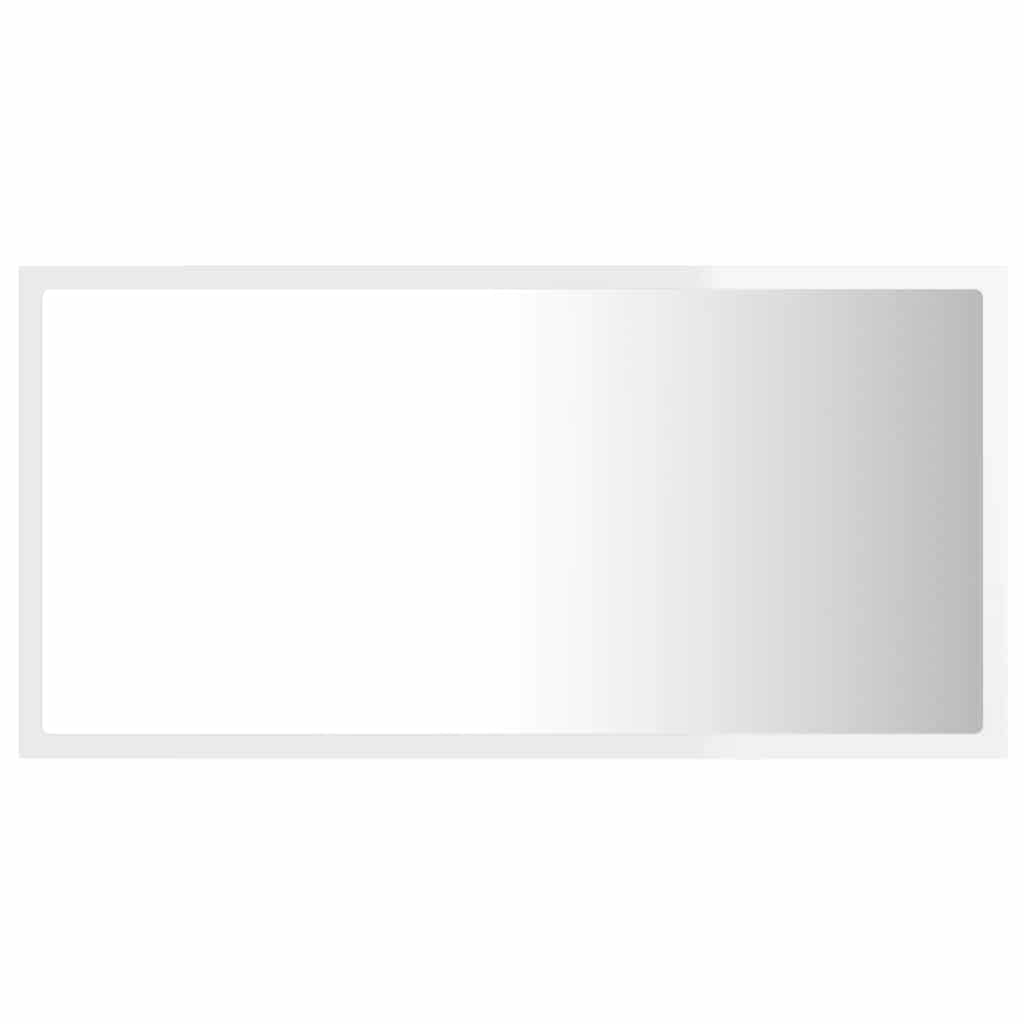 Lustro łazienkowe LED wysoki połysk białe 80 x 8,5 x 37 cm akryl, szafki i przechowywanie, szafki pod umywalkę, szafki łazienkowe