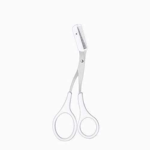 Eyebrow Trimming Scissors with Built-in Comb, Stainless Steel, Precise Grooming Tool