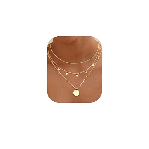 Chriscoco 3Pcs Kette Gold Damen Layering Halskette Damen Gold 14K Vergoldet Edelstahl Kette mit Coin Anhänger Wasserfest Einstellbare Goldkette Silberkette Chriscoco 3Pcs Kette Gold Damen Layering Halskette Damen Gold 14K Vergoldet Edelstahl Kette mit Coin Anhänger Wasserfest Einstellbare Goldkette Silberkette