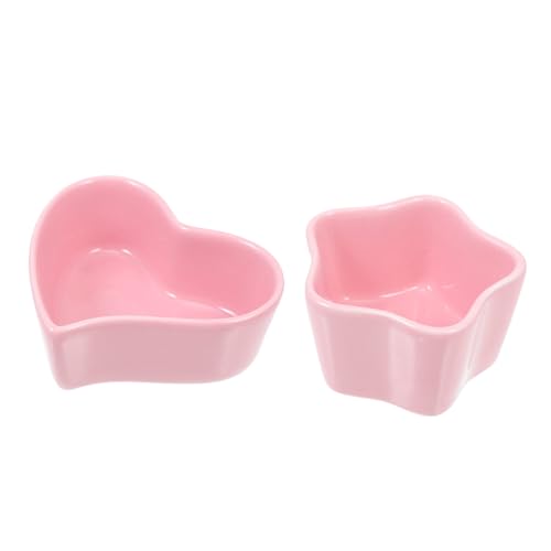 Balacoo 2Pcs Ceramic Animal Bowl for Hamsters and Guinea Pigs Water Dish Feeder with Sturdy Base Cute Lucky Present for