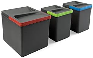 Emuca, waste sorting cut-out base, set of 2 bins height 216mm with 6 litres capacity, Grey, H 216 mm (2x6L)