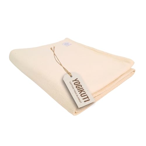 Image of Yogikuti Premium Cotton Iyengar Yoga Blanket | Soft Breathable Yoga Support Blanket for Restorative Yoga, Meditation, Relaxation, Pranayama, Savasana | Yoga Studio and Home Practice (White)