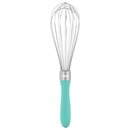 U-Taste Batidor de globo: Batidor de cocina de acero inoxidable 18/10 Batidor manual mediano de 28 cm con 8 alambres de alta flexibilidad y mango de silicona para batir, mezclar masa (Aqua Sky)