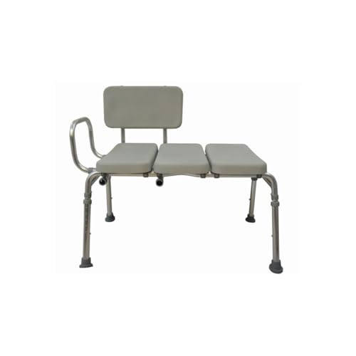 VMS Padded Transfer Bench - 300 lbs Capacity, Height Adjustable, Reversible Back, Tool-Free Assembly, Waterproof and Tear-Resistant Foam Cushion