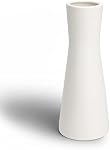 White Ceramic Vase - 9" Dual Use for Dried Flowers & Hydroponics | Modern Minimalist Home Décor | Tall Sturdy Flower Vase