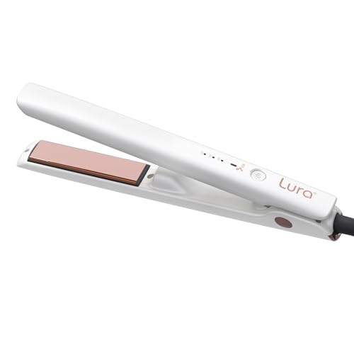 LURA Hair Straightener Negative Ions Flat Iron 1 Inch Straightener Plate Titanium Hair Straighteners Dual Voltage Fast Heat Styling Tool for Professional Salon Straighten Curl Wave