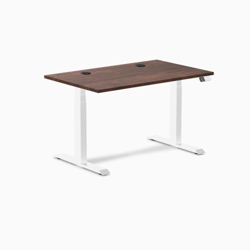 Image of Desky Dual Softwood Sit Stand Desk American Rustic Pine 48 inch White