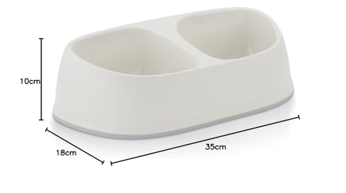 Knuffelwuff Fressnapf Doppelt Medium Weiß 2x700ml - Hundenapf mit rutschfestem Silikon - Trinknapf und Futternapf für Grosse, mittelgroße und kleine Hunde