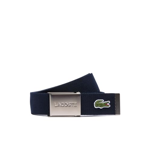 Lacoste Men's L.12.12 Textile Signature Croc Logo Belt, Navy Blue, 41
