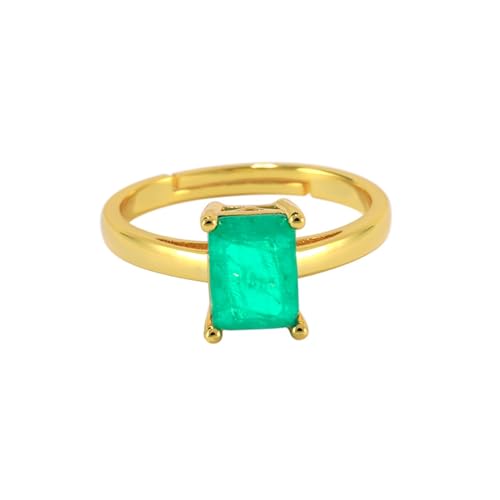 Bague femme argent dorée et zirconium vert rectangle au design haute joaillerie