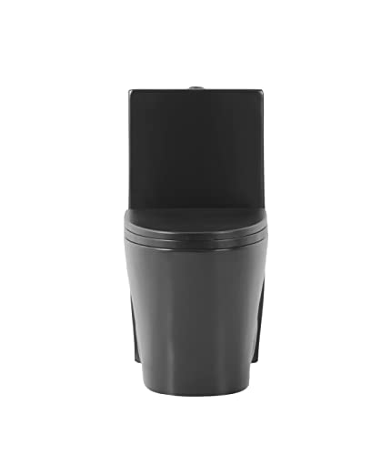 Fine Fixtures Dual-Flush Elongated One-Piece Toilet With High Efficiency Flush (Matte Black) #TOP3