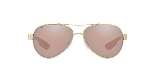 Costa Del Mar Women's Loreto Polarized Aviator Sunglasses, Rose Gold/Copper Silver Mirrored Polarized-580P, 56 mm