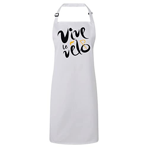 Tablier cuisine blanc Vive le Vélo France cadeau idéal pour cycliste