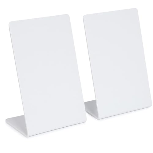 4 X 6 Inch (A6) x 2PCS White Acrylic QR CODE Display Stand Paper Holder L Shape Portrait Style Menu Ad Frame Display Stand Table Top .