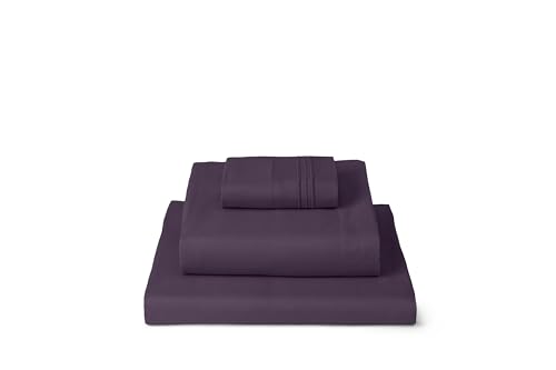 Image of Mellanni Twin Sheets Set - 3 PC Iconic Collection Bedding | Hotel Luxury, Extra Soft, Cooling Bed Sheets - Wrinkle, Fade, Stain Resistant (Twin, Purple)