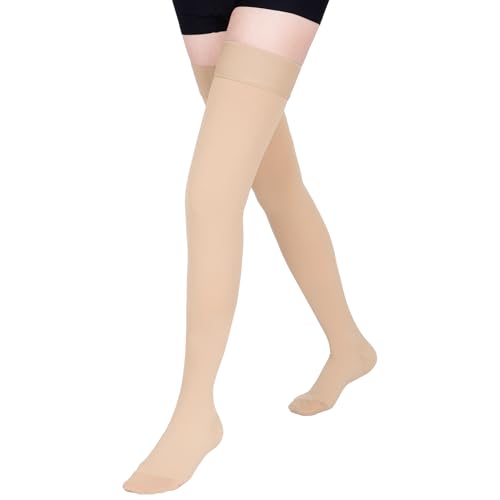 Image of 15-20 mmHg Compression Stockings for Women & Men, Thigh High Compression Socks Medical Graduated Compression Support for Edema, Varicose Veins