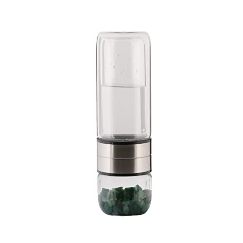 GEMHUB Crystal Water Bottle Set | Genuine Green Jade Gemstones | Drink Gem Infused Water