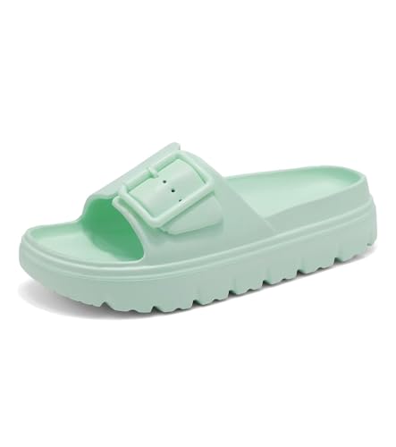 Image of Haifago Womens Platform Sandals with Arch Support, Summer Beach Slides with Adjustable Buckle, Comfort Lightweight Chunky Cushion Slip on Sandal