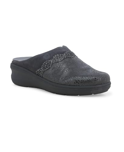 Chaussons compensés Melluso femme cuir pantoufles compensées anthracite gris