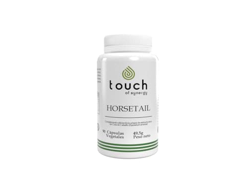 TOUCH OF SYNERGY – Horsetail (Cola DE Caballo) – Fortalecimiento de Cabello, Uñas y Huesos – Apoyo para la Retención de Líquidos y Salud Renal – Antioxidante Natural – 90 Cápsulas Vegetales