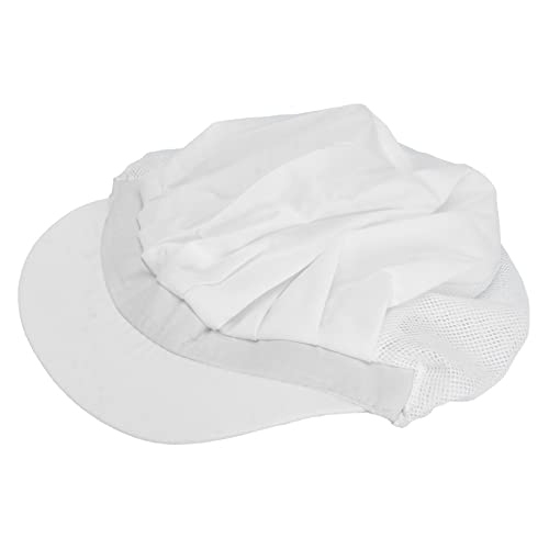 BESPORTBLE 1Pc Adjustable Chef Hat Beanie Breathable Mesh Work Hat for Chefs Waitstaff and Kitchen Use High Elastic Band for Comfort Restaurants and Cafes White