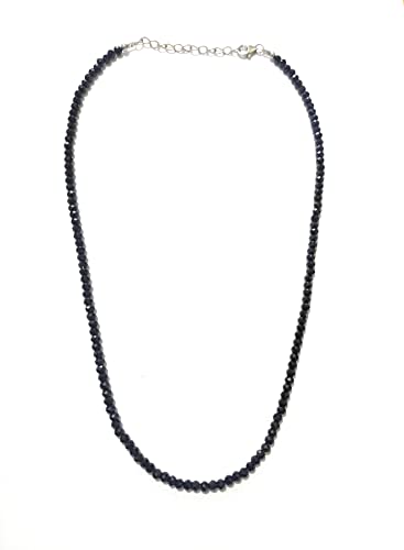 Natural Black Spinel Necklace 20 Inch With Sterling Silver Clasp, 68 Cts Faceted Rondelles Beads, Spinel Silver Jewelry3