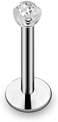 16Gx1/2(1.2x12MM) 316L Surgical Steel Internal Threaded Labret with Jeweled Bio Top Lip Piercing Jewelry