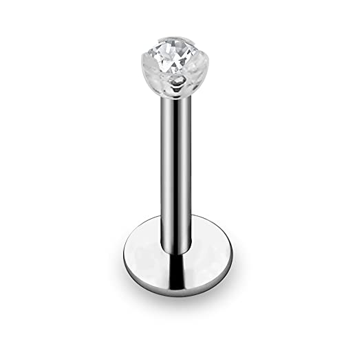 16Gx1/2(1.2X12Mm) 316L Surgical Steel Internal Threaded Labret With Jeweled Bio Top Lip Piercing Jewelry #TOP1