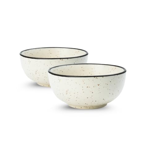 Image of Ceramic Bowl Set | 2-Piece Lightweight Crockery for Daily Use | Ivory White Ramen & Snack Bowls (150ml Each) | Elegant Microwave & Dishwasher Safe | Perfect Christmas & New Year Gift