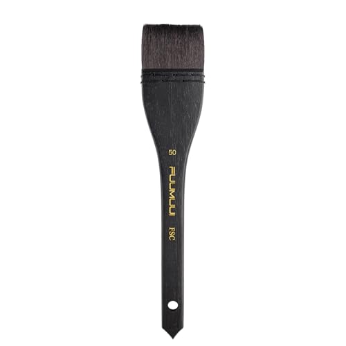 Flat Watercolor Brushes, Fuumuui 50mm Professional Squirrel Hair Flat Hake Brushes