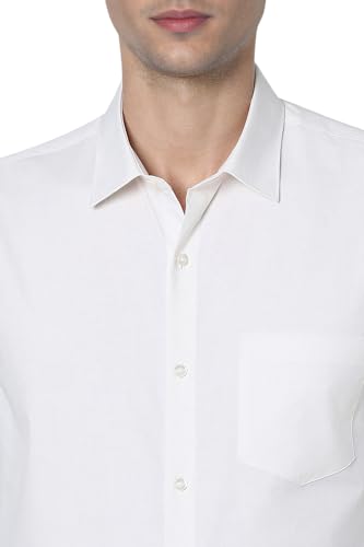 Image of Peter England Men's Classic Solid Full Sleeve Slim Fit Shirt | Wonder Fabric | Cotton Rich | Pin Point Oxford