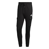 adidas Essentials Fleece Regular Tapered Cargo Joggers, Pants Hombre, black/white, L