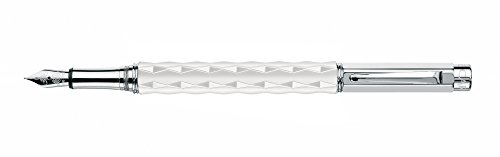 Caran D'ache Varius Silver Plated Medium Fountain Pen - Ceramic White #TOP23