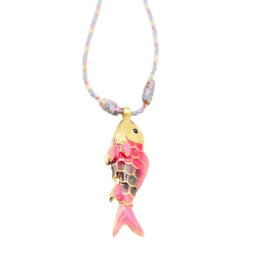 Collier poisson Oceanics chaîne acier inoxydable et cordon multicolore, le cadeau tendance idéal