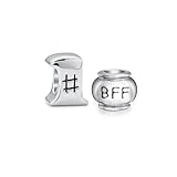 Conjunto de Dos Ganadores Primer Lugar Número Uno Palabra #1 y Mejores Amigos por Siempre BFF Encanto Abalorio Para Mujeres Para Adolescentes Oxidado .925 Plata de Ley Compatible con Pulsera Europea