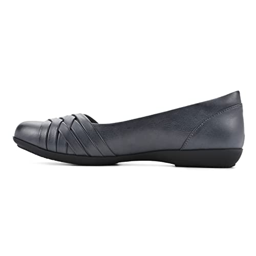 Cliffs By White Mountain Women's Chic Flat, Navy/Burnished/Smooth, 9.5 M #TOP12
