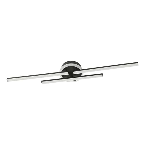Plafonnier LED Vascella en forme de tige : luminaire suspendu noir et blanc en métal et plastique