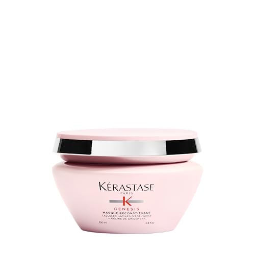 Kérastase Máscara Genesis Masque Reconstituant, Cabelos com queda, Cabelo grossos, Prevenção da queda, Flor de Edelweiss, Raiz de gengibre, 200 ml
