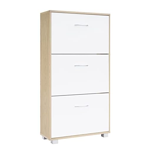 CASARIA Mueble Zapatero para 18 Pares Organizador de Zapatos 3 Puertas Armario Compacto 115x61x24cm