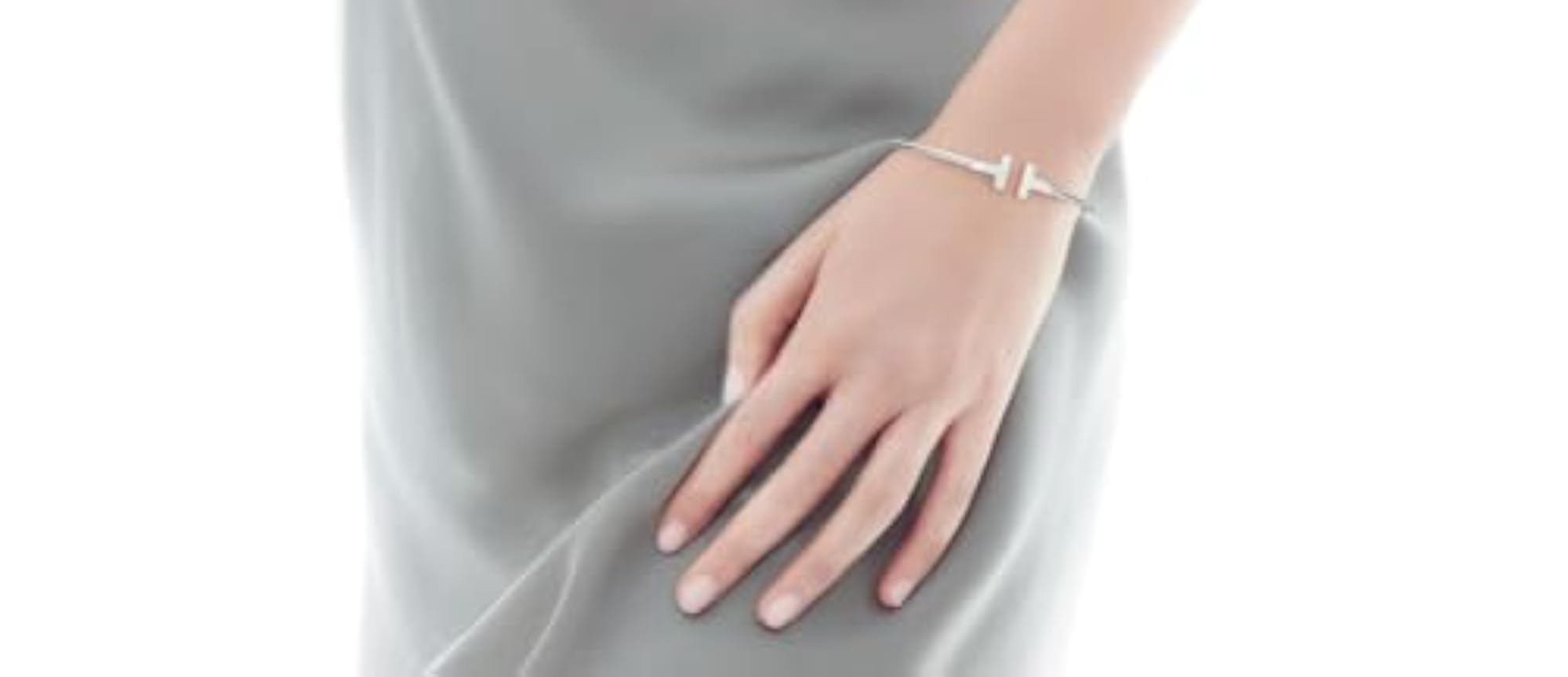 925 Sterling Silver T-End Open Cuff Bangle, Luxury Gift