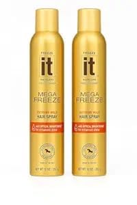 Freeze It Mega Extreme Hold Hair Spray Original ~ 10 Oz - Pack Of 2 ~ Hair Spray Mega Extreme Hold Original Hairspray for Long-Lasting Style.
