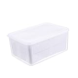 VALICLUD Cesta de Drenaje de Cocina Transparente Doble Capa para Lavar y Escurrir Frutas Verduras Uso Doméstico Restaurante