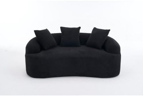 Curved Loveseat Sofa with Full Compression Sponge, Great for Small Spaces, Apartments (Black)