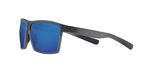 Costa Del Mar Men's Rincon Fishing And Watersports Polarized Rectangular Sunglasses, Matte Smoke Crystal/Grey Blue Mirrored Polarized-580P, 63 Mm #TOP2