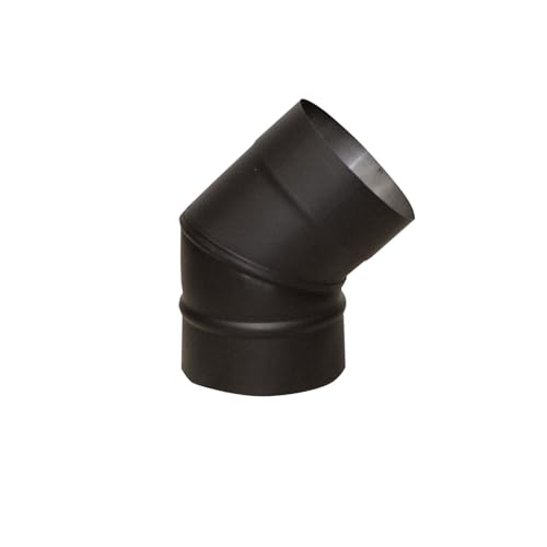 Image of RoyalFire 45 Degree Elbow Flue Pipe Bend for 5 Inch (125mm) Stove - Heavy Duty Black Steel Chimney Connector, Heat Resistant Flue Joint for Wood Burning or Multifuel Fireplace