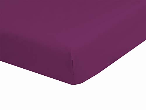 Drap Housse 2x80x200 Prune pour lit électrique 100% Coton confectionné en France