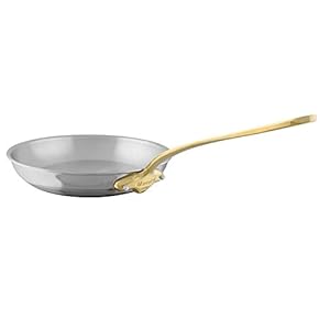 Mauviel M’Cook B 5-Ply Polished Stainless Steel Frying Pan With Brass Handle, 9.4-in, Made In France