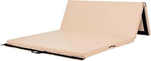 KaRaDaStyle 体操 マット 大型 折りたたみ ストレッチマット エクササイズ 子供 プレイマット 鉄棒 跳び箱 リングフィット 運動 筋トレ ヨガマット スポーツマット 厚手 防音 室内 家庭用 連結 180×120×5cm (ベージュ)