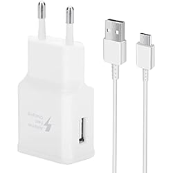 Cargador Rapido Android KAIMENGLONG Adaptive Cargador Rápido para Samsung Galaxy S22 S21 S21FE S21+ S20FE S20 S20 Ultra S10 S10e S9 S8 A72 A71 A52 A53 5G/Note10/9/Pixel 2/3/XL, con Kit de Kable USB Tipo C de 1,5 m, Blanco