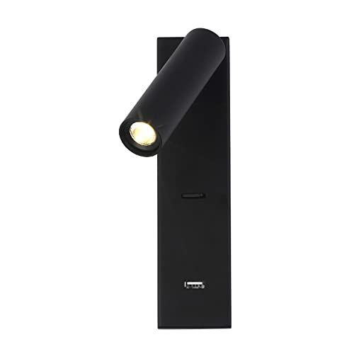 Apliques de Pared con Interruptor y Puerto de Carga USB, lámpara de Pared para cabecera, luz de Lectura, Apliques de Pared Ajustables compatibles con Dormitorio Interior, mesita de Noche, sa